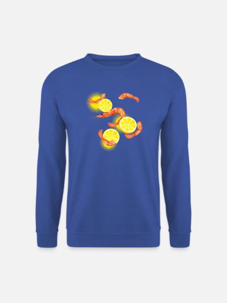 Garnelen oder Shrimps mit Zitronen Scheiben - Unisex Pullover - Royalblau