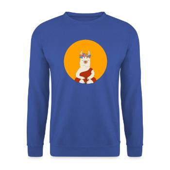 Meditierendes Lama - Unisex Pullover - Royalblau - Vorne - Alina (178cm) & Michal (187cm)