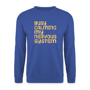 BERUHIGUNG MEINES NERVENSYSTEMS - Unisex Pullover - Royalblau - Vorne - Alina (178cm) & Michal (187cm)