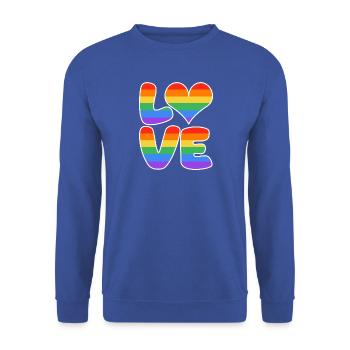 Regenbogenliebe Herzdesign - Unisex Pullover - Royalblau - Vorne - Alina (178cm) & Michal (187cm)