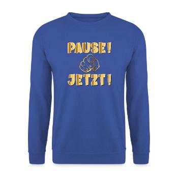 PAUSE JETZT - Unisex Pullover - Royalblau - Vorne - Alina (178cm) & Michal (187cm)