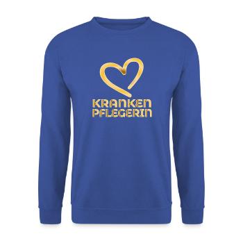 DANKESCHÖN KRANKENPFLEGERIN - Unisex Pullover - Royalblau - Vorne - Alina (178cm) & Michal (187cm)