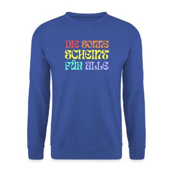 Die Sonne scheint für alle - Unisex Pullover - Royalblau - Vorne - Alina (178cm) & Michal (187cm)