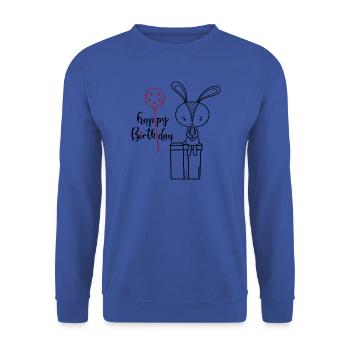 Happy Birthday - Unisex Pullover - Royalblau - Vorne - Alina (178cm) & Michal (187cm)