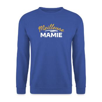Liebesbotschaft für Oma im eleganten Stil - Unisex Pullover - Royalblau - Vorne - Alina (178cm) & Michal (187cm)