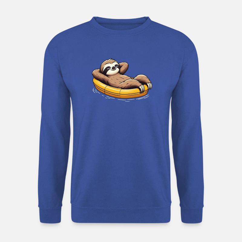 Faultier entspannt im Boot Urlaub - Unisex Pullover - Royalblau