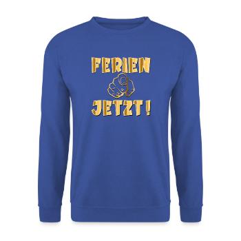 SOMMERFERIEN - WINTERFERIEN - FERIEN - Unisex Pullover - Royalblau - Vorne - Alina (178cm) & Michal (187cm)