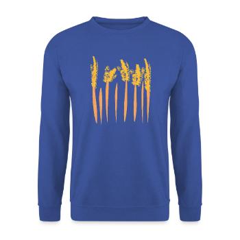 Schilf, Stroh, Kornfeld, Natur, abstrakte Kunst - Unisex Pullover - Royalblau - Vorne - Alina (178cm) & Michal (187cm)