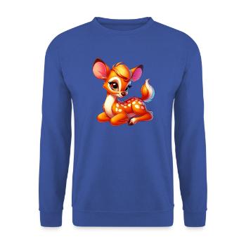 Rehbraun - Unisex Pullover - Royalblau - Vorne - Alina (178cm) & Michal (187cm)