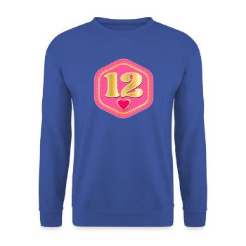 Zahl Zwölf - 12. Geburtstag - Unisex Pullover - Royalblau - Vorne - Alina (178cm) & Michal (187cm)