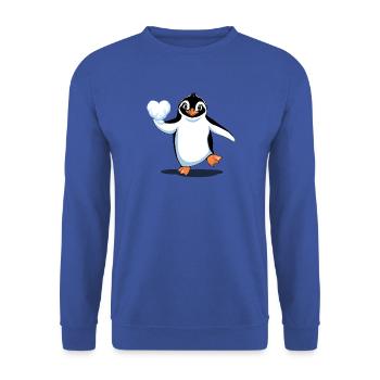 Penguin in Love - Unisex Sweatshirt - royal blue - Front - Alina (178cm) & Michal (187cm)