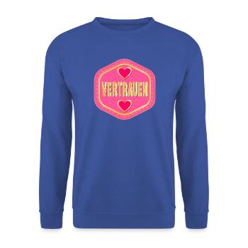 Vertrauen schenken - WERTE - Unisex Pullover - Royalblau - Vorne - Alina (178cm) & Michal (187cm)