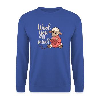 Wolliges Valentinsherz Schäfchen - Unisex Pullover - Royalblau - Vorne - Alina (178cm) & Michal (187cm)