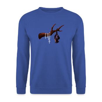 Flughund mit Ast, Rosenkränze, verschenken - Unisex Pullover - Royalblau - Vorne - Alina (178cm) & Michal (187cm)