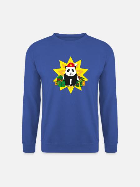 Panda mit Weihnachtsmütze und Stern. - Unisex Pullover - Royalblau