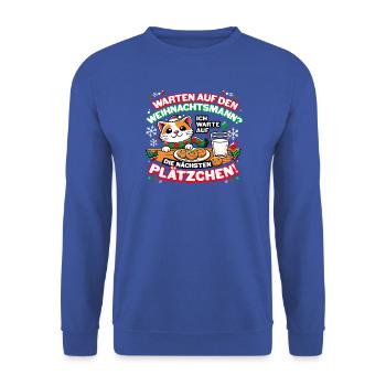 Ich warte auf die nächsten Plätzchen - Unisex Pullover - Royalblau - Vorne - Alina (178cm) & Michal (187cm)