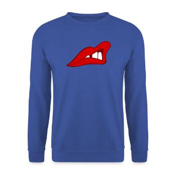 Rote Lippen - Unisex Pullover - Royalblau - Vorne - Alina (178cm) & Michal (187cm)