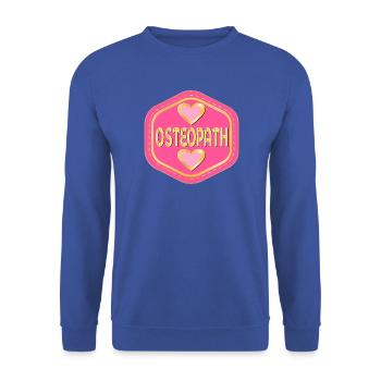 HERZ-OSTEOPATH - Unisex Pullover - Royalblau - Vorne - Alina (178cm) & Michal (187cm)