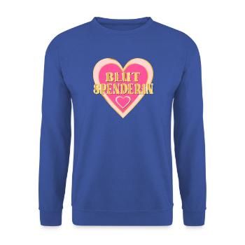 DANKE BLUTSPENDE BLUTSPENDERIN - Unisex Pullover - Royalblau - Vorne - Alina (178cm) & Michal (187cm)