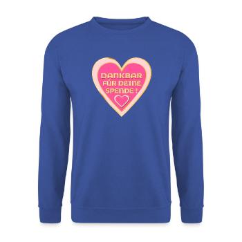 SPENDERIN DANKBARKEIT - SPENDE HERZ - Unisex Pullover - Royalblau - Vorne - Alina (178cm) & Michal (187cm)