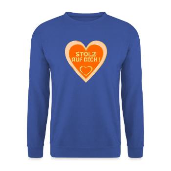 STOLZ AUF DICH - Unisex Pullover - Royalblau - Vorne - Alina (178cm) & Michal (187cm)
