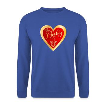 BABY SCHWANGERSCHAFT MITTEILUNG BABYSCHNULLER - Unisex Pullover - Royalblau - Vorne - Alina (178cm) & Michal (187cm)