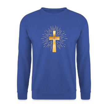 Kirche - Christliches Kreuz - Christlicher Glaube - Unisex Pullover - Royalblau - Vorne - Alina (178cm) & Michal (187cm)