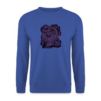 Mondnacht mit Fledermäusen und Gräbern - Unisex Pullover - Royalblau - Vorne - Alina (178cm) & Michal (187cm)