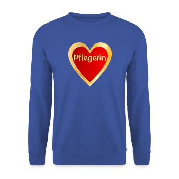 DANKESCHÖN PFLEGE - BERUF PFLEGERIN - Unisex Pullover - Royalblau - Vorne - Alina (178cm) & Michal (187cm)