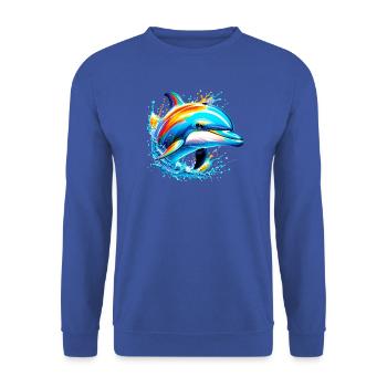 Delfin - Unisex Pullover - Royalblau - Vorne - Alina (178cm) & Michal (187cm)