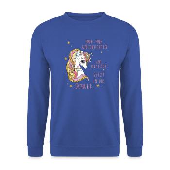 Bye Bye Kindergarten Schule - Unisex Pullover - Royalblau - Vorne - Alina (178cm) & Michal (187cm)