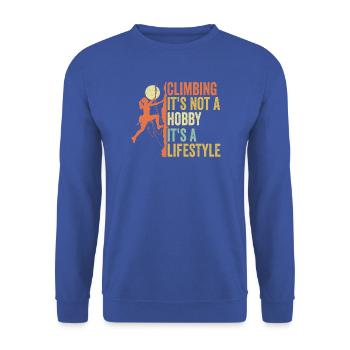 Klettern - es ist kein Hobby. Es ist ein Lebensstil - Unisex Pullover - Royalblau - Vorne - Alina (178cm) & Michal (187cm)