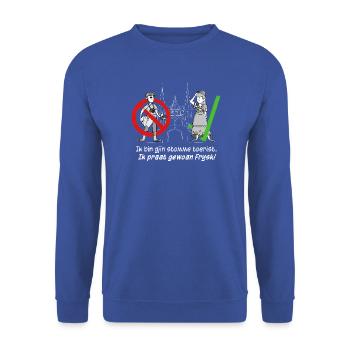 Ich bin kein dummer Tourist, ich rede nur Frysk! - Unisex Pullover - Royalblau - Vorne - Alina (178cm) & Michal (187cm)