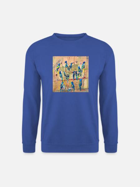 Lebendige Vogelparade im Expressionismus - Unisex Pullover - Royalblau