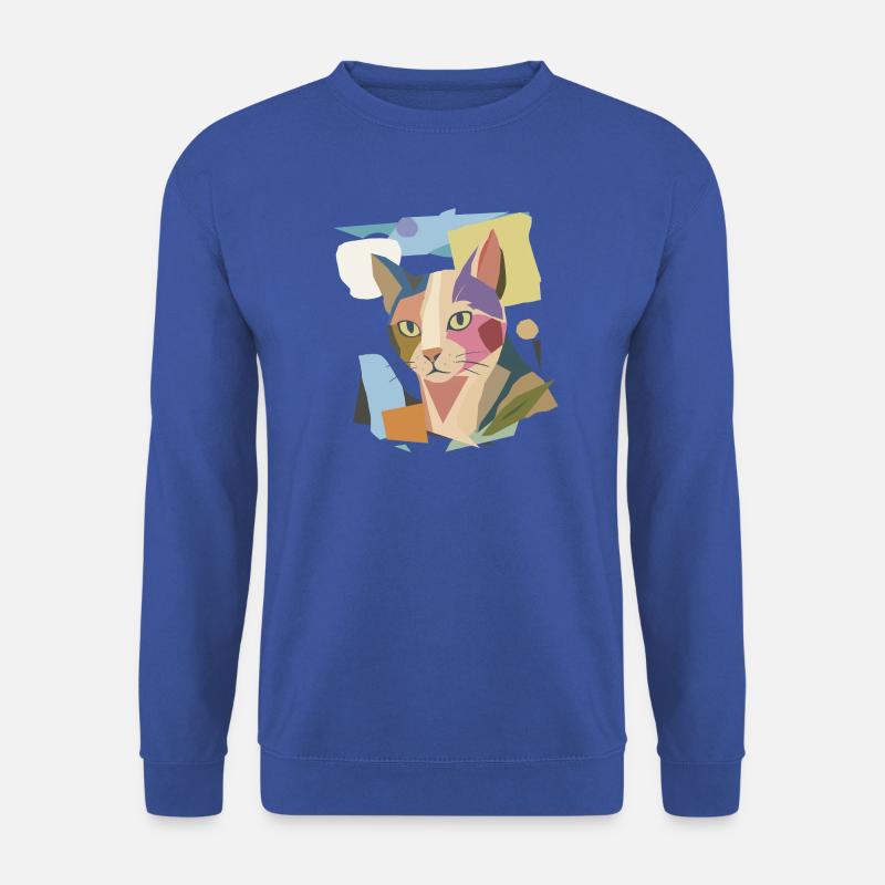 Abstrakte Katze im modernen Farbblock-Design - Unisex Pullover - Royalblau