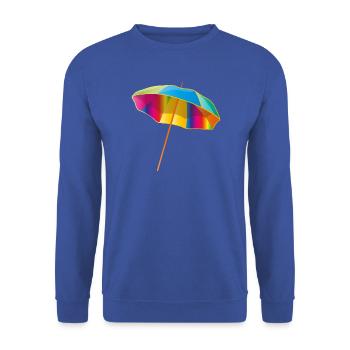 Bunter Sonnenschirm in leuchtenden Farben - Unisex Pullover - Royalblau - Vorne - Alina (178cm) & Michal (187cm)