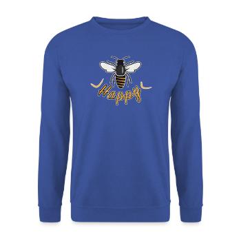 Happy bee with 'Happy' lettering - Unisex Sweatshirt - royal blue - Front - Alina (178cm) & Michal (187cm)