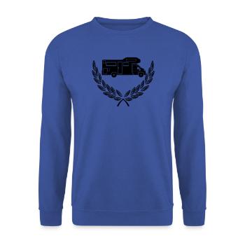 Wohnmobil im Lorbeerkranz - Unisex Pullover - Royalblau - Vorne - Alina (178cm) & Michal (187cm)