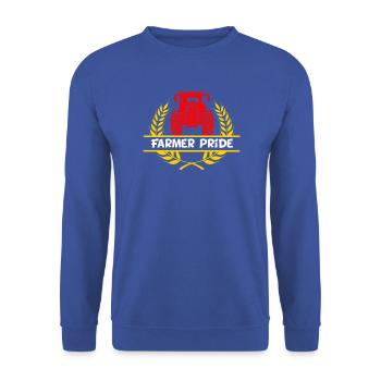 Tracteur rouge fierté paysanne en couronne de laurier avec blanc - Sweat-shirt Unisexe - bleu royal - Devant - Alina (178cm) & Michal (187cm)