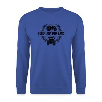 Leben auf dem Land with tractor and wheat wreath - Unisex Sweatshirt - royal blue - Front - Alina (178cm) & Michal (187cm)