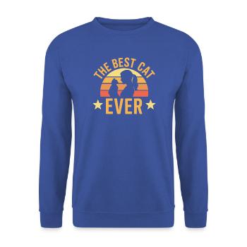 Best Cat Ever Sonnenuntergang Silhouette - Unisex Pullover - Royalblau - Vorne - Alina (178cm) & Michal (187cm)
