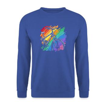 Lebendiger Fahrrad-Kunstdruck - Unisex Pullover - Royalblau - Vorne - Alina (178cm) & Michal (187cm)
