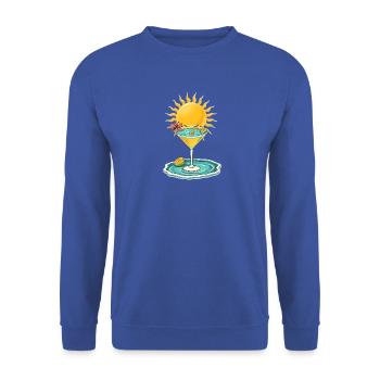 Summer Cocktail Vibes – Tropischer Drink mit Sonne - Unisex Pullover - Royalblau - Vorne - Alina (178cm) & Michal (187cm)