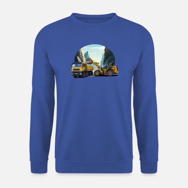 Bagger mit LKW im Steinbruch - Unisex Pullover - Royalblau