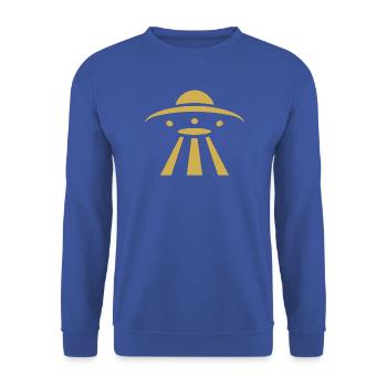 Minimalist UFO Alien Flying Saucer Sil - Unisex Sweatshirt - royal blue - Front - Alina (178cm) & Michal (187cm)