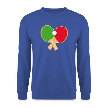 Raquette de tennis de table avec balle – sportive et dynamique - Sweat-shirt Unisexe - bleu royal - Devant - Alina (178cm) & Michal (187cm)