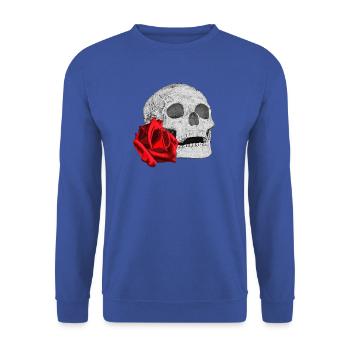 Schädel mit roter Rose - Unisex Pullover - Royalblau - Vorne - Alina (178cm) & Michal (187cm)