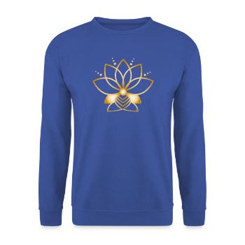 Symbole fleur stylisée dorée minimaliste - Sweat-shirt Unisexe - bleu royal - Devant - Alina (178cm) & Michal (187cm)