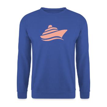Minimalistische Kreuzfahrt Schiffsreise Silhouette - Unisex Pullover - Royalblau - Vorne - Alina (178cm) & Michal (187cm)