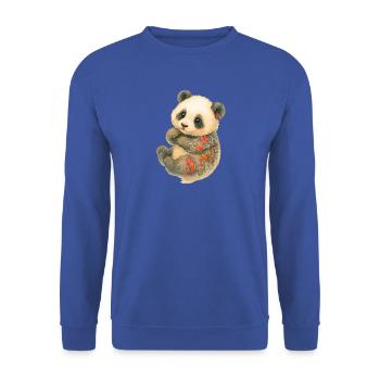 Yakuza Panda – Ruhiges Tinted Cub - Unisex Pullover - Royalblau - Vorne - Alina (178cm) & Michal (187cm)